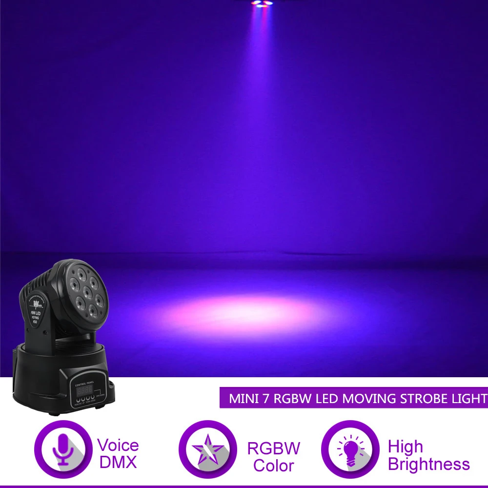 

Sharelife Mini 7 Pcs RGBW LED Wash Strobe Lamp DMX Sound for KTV Club Bar DJ Light Home Gig Party Show Stage Lighting Effect