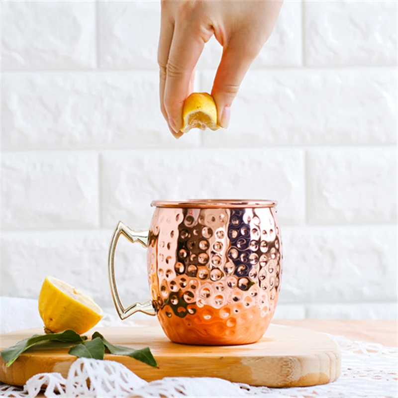 QuickDone 18 oz Нержавеющая сталь Медь покрытие Чеканный барабан МОСКВА Mule кружка для