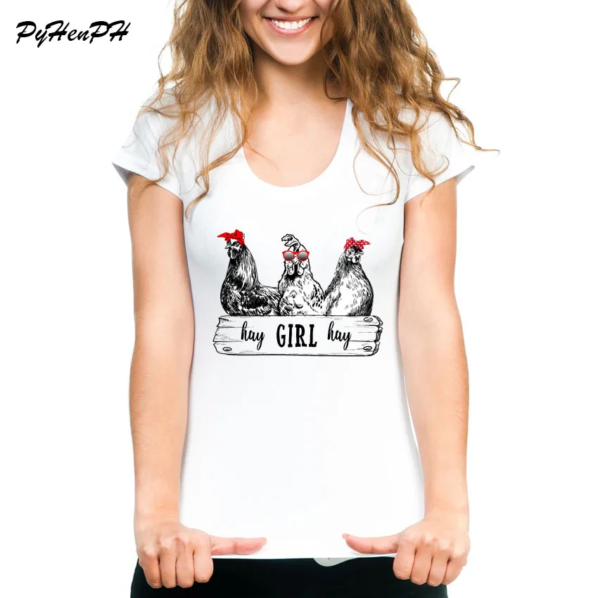 C4 Hay Girl Hay Goat/Hen/Cow, футболка с рисунком, Женская забавная футболка с коротким рукавом, женская летняя футболка, женские топы Tumblr - Цвет: C4