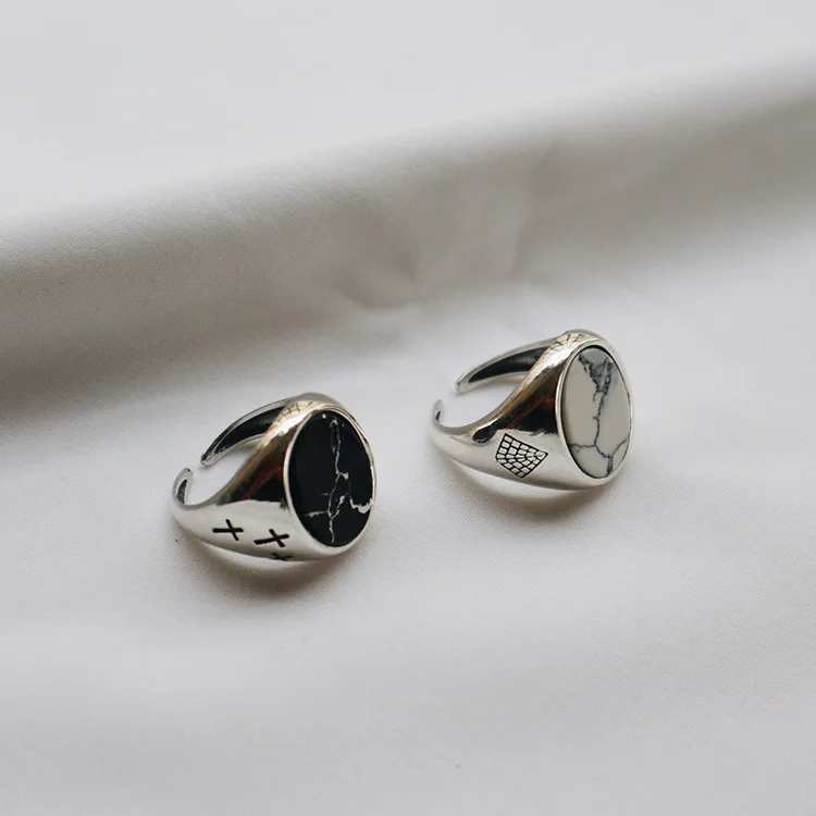 Серебряное кольцо S925 Из Мраморной сосны для торта сделанное из старого