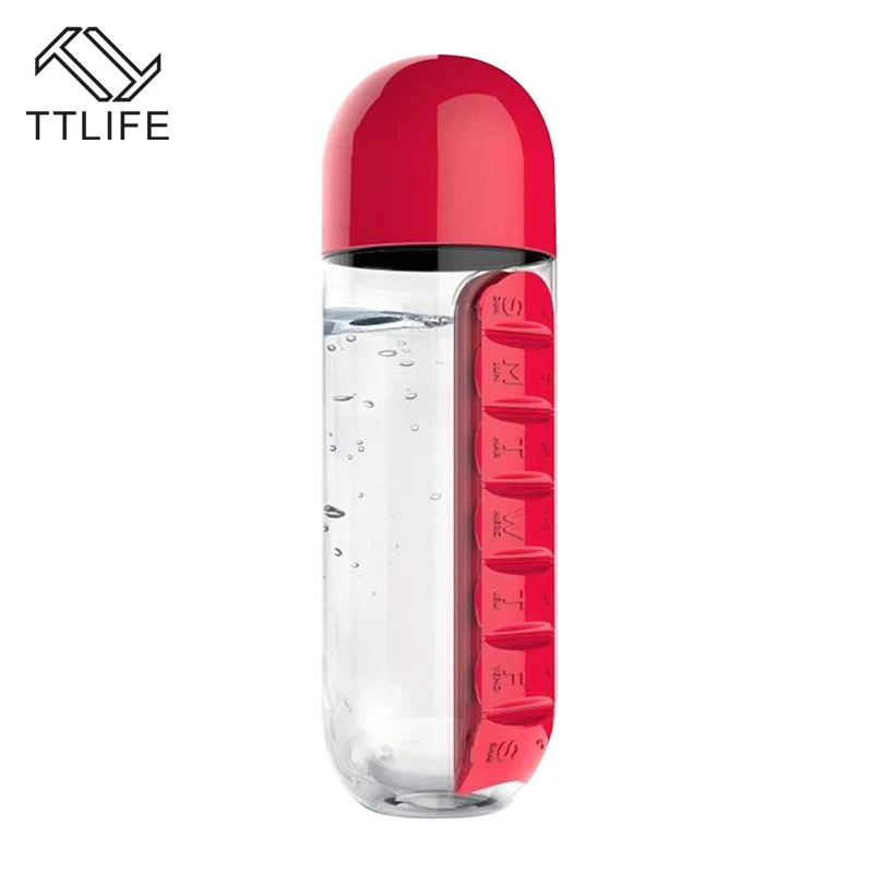 TTLIFE 2 в 1 портативная пластиковая герметичная Герметичная Бутылка Для Воды 600 мл с