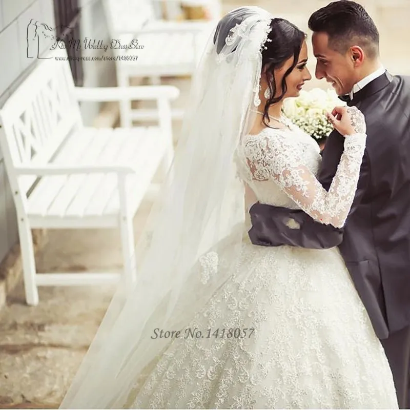 Арабское свадебное платье Турция Пышные свадебные платья с длинным рукавом