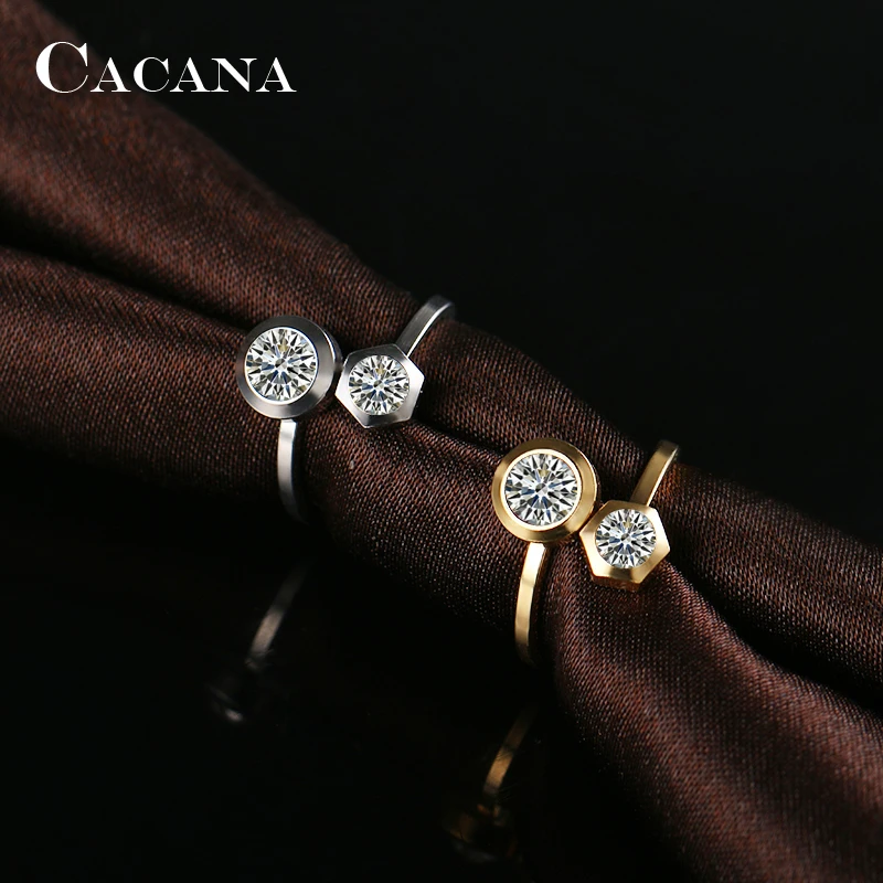 Женские кольца из нержавеющей стали CACANA Золотое и серебряное покрытие с