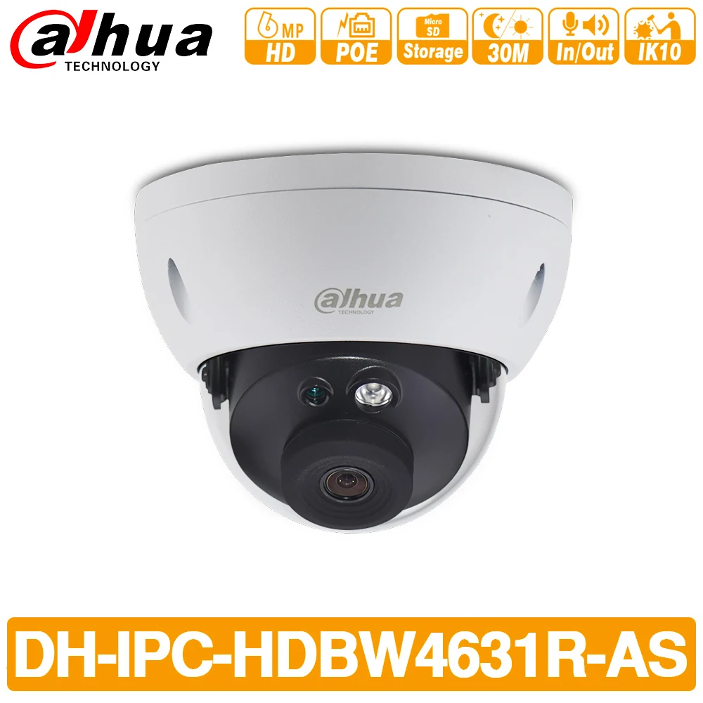DH IPC HDBW4631R AS 6MP IP камера POE аудио и сигнализация вход/выход слот для sd карты