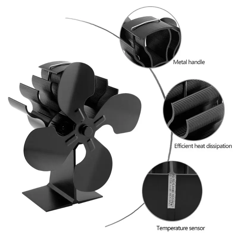4-лопастная Тепловая плита Верхний вентилятор для дровяных горелок обогреватели