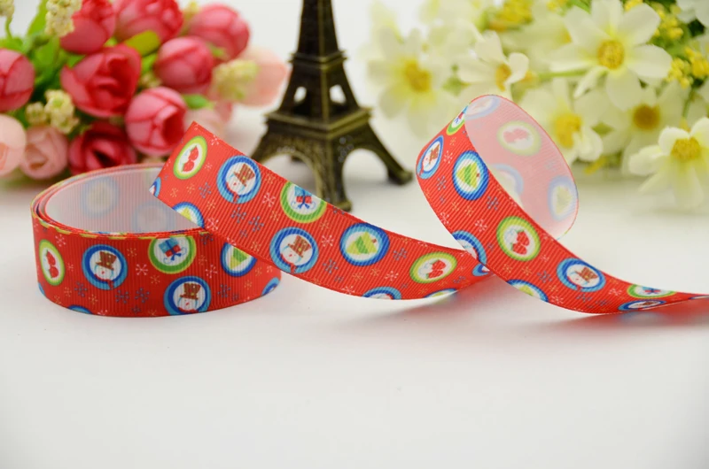 

22mm 25mm 38mm 75mm Merry Christmas Cartoon Character printed Grosgrain Ribbon party decoration 10 Yards X-01093