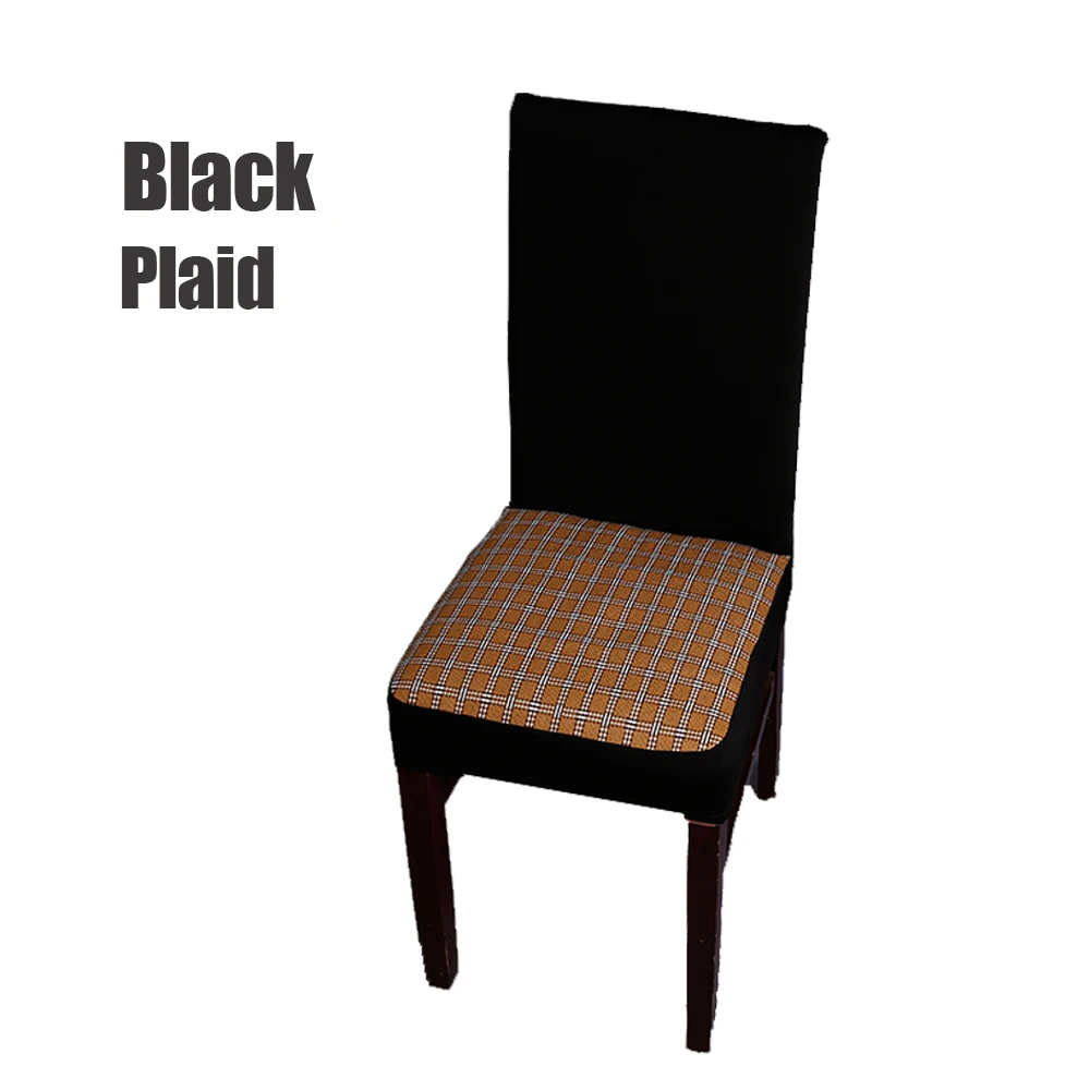 Black Plaid Новое поступление, 6 шт./партия, Southeastern Asia, эластичный спандекс, домашний стул, чехол с ковриком, подушка для сиденья для летней вечеринки - Цвет: Black Plaid