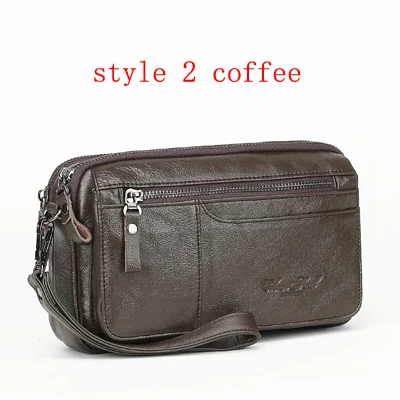 style 2 coffee Мужской клатч, кошелек, настоящий модный кожаный бумажник, Мужской органайзер, чехол для телефона, клатч, Длинный кошелек для монет и сумки - Цвет: style 2 coffee