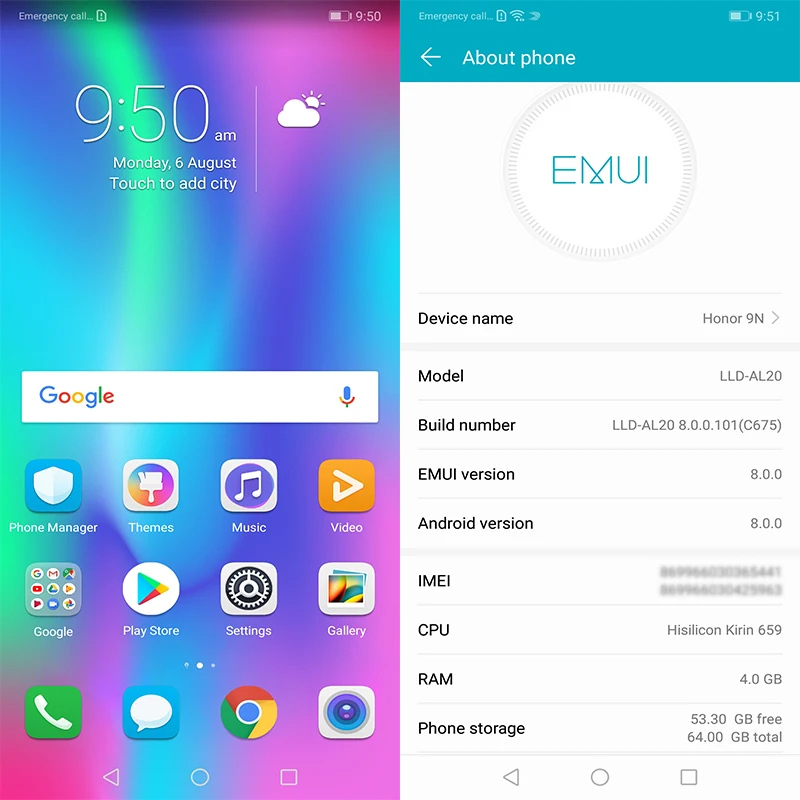 Global Rom HONOR 9i 9N мобильный телефон 5 84 дюймов Kirin 659 Восьмиядерный Android 8 0