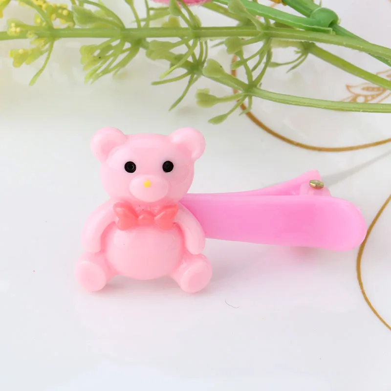 QC New Colorful Resin Baby Hairpins Bear Rabbit Ear Cute Brarette Children Hair Accessories Protect Well Lovely Clip | Детская одежда и