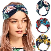 1pcs women floral headband fashion party hair accessories cross elastic bands bow turban head wrap bandage female headwear