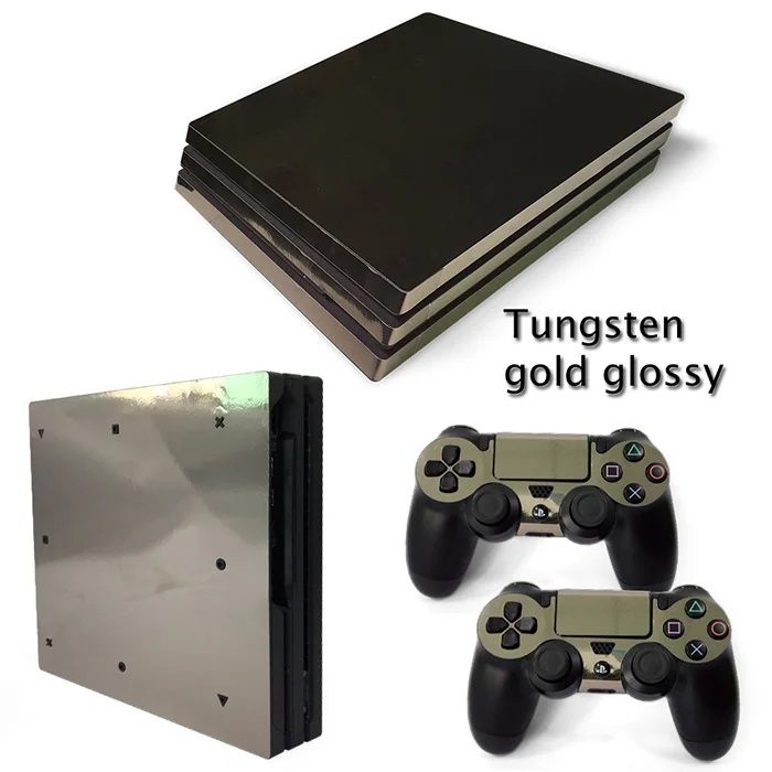 Блестящая виниловая защитная наклейка из вольфрамового золота для sony playstation 4 Pro