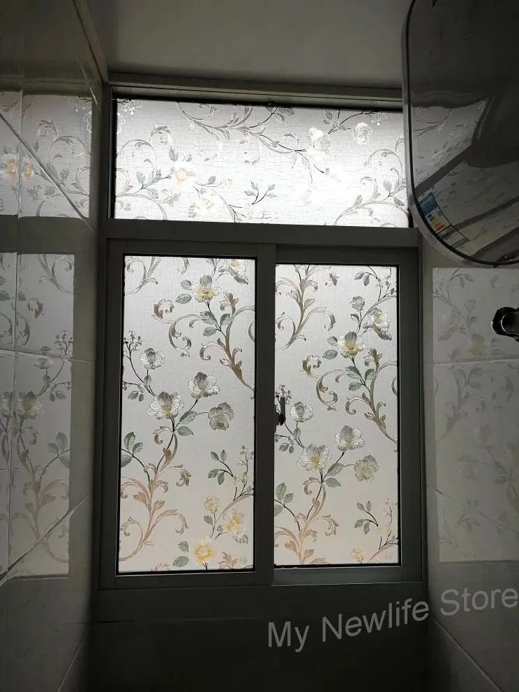 Витражная пленка на окно с изображением пиона, 3D наклейка на стекло, статическая пленка, самоклеющаяся пленка для дома, декоративная пленка, длина 100 см
