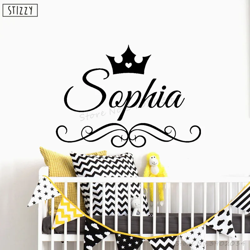 Настенная Наклейка stizzy Princess Crown персонализированные виниловые настенные