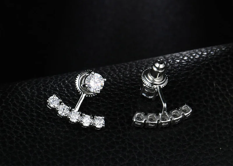 Роскошные Элегантные Висит Прекрасный Двухсторонняя Стад Серьги посеребренная