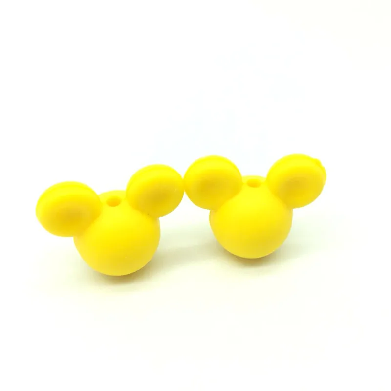 Yellow Шт. 10 шт. силиконовые Микки бисер ребенок Прорезывание Зубов Бусины безопасный еда класс кормящих жевательные круглый мышь Головы Силиконовые Прорезывания Зубов - Цвет: Yellow