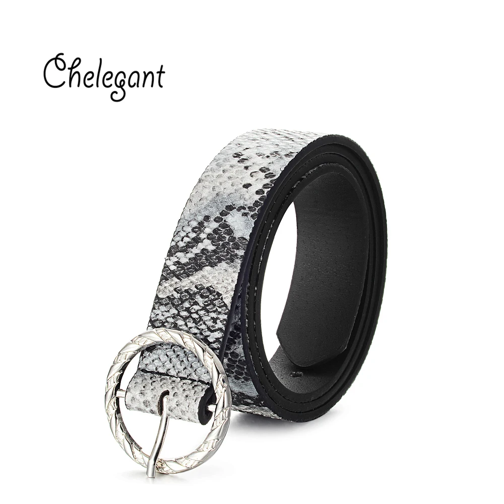 Элегантные печатные ленты из змеиной кожи для женщин пояс с пряжкой