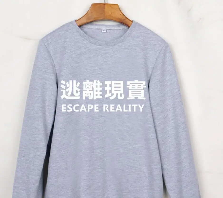 

Escape reality sweatshirt greys fashion jumper harajuku sweatshirt casual tops women tumblr sweatshirt pullovers