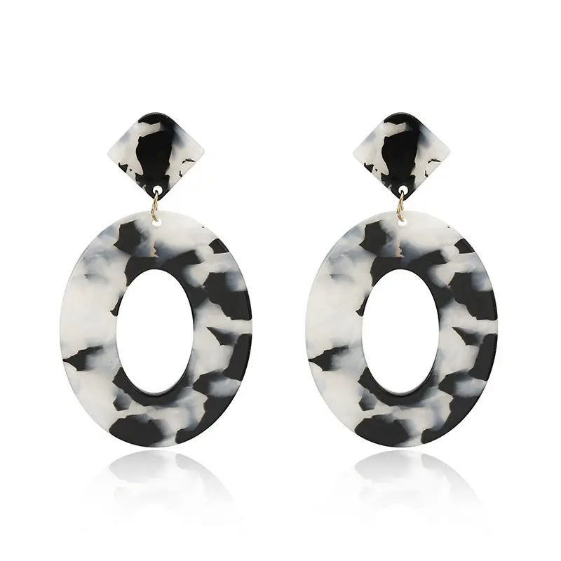 95A Simple Design Geometric Earrings Square Rectangle Acetic Acid Resin Acrylic Earrings For Women Korean Style Fashion Pendientes - Окраска металла: 95A
