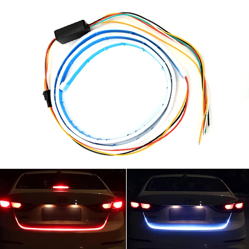 Автомобильная светодиодная лента сигнала поворота многоцветная RGB задняя коробка-багажник на хвост светильник Предупреждение ющий светодиодный светильник ing 120 см автомобильный Стайлинг DRL