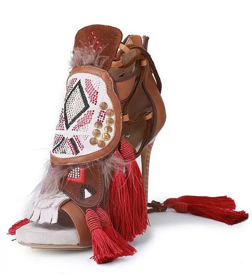 Сексуальная Открытым Носком Коричневый Пинетки Лодыжки Гладиатор Сандал