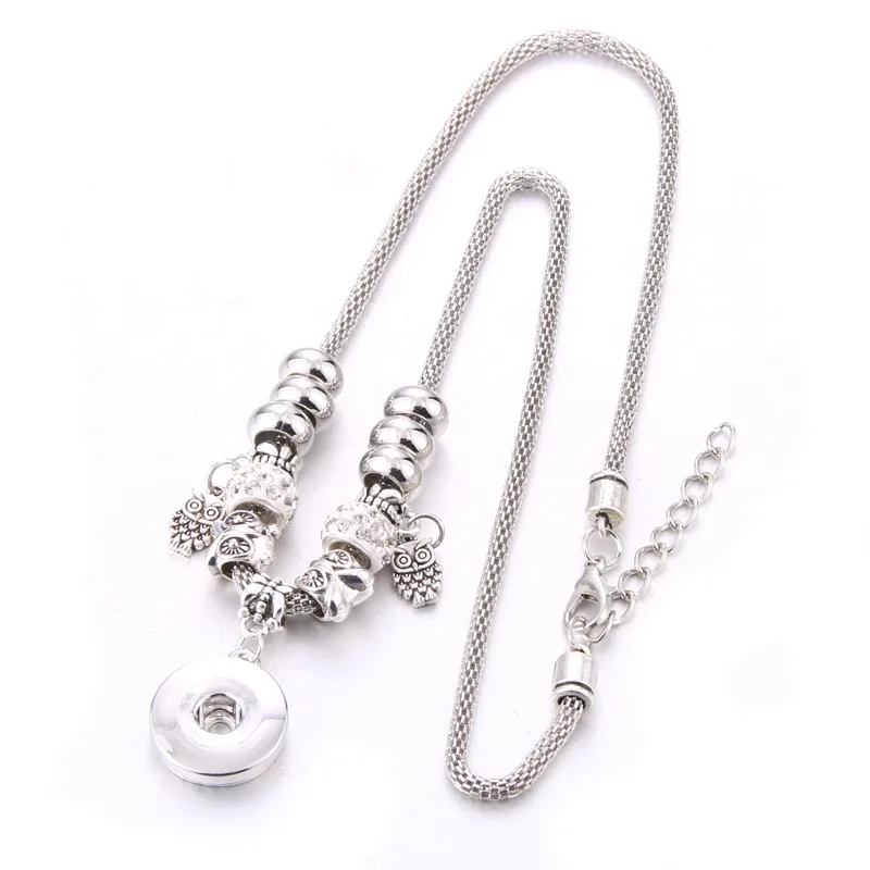 New Snap Button Jewelry Owl Pendant Necklace Charms Snake Chain Lobster buckle Handmade Beaded fit 18mm button | Украшения и