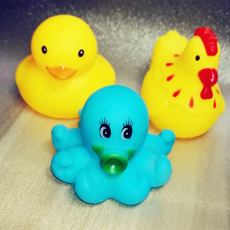 13pcs/lot Baby Bath Toys Animal Rubber Duck Kids Bathroom Water Play Toy Floating Squeeze Sound Squeaky Bathing Toys