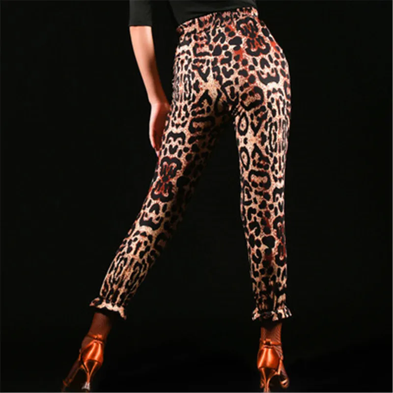 Брюки женские леопардовые для латиноамериканских танцев соблазнительные