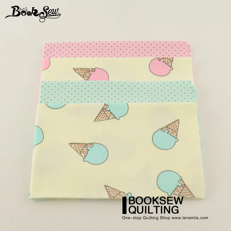 Booksew новая 100% хлопчатобумажная саржевая ткань дизайн мороженого и горошек 4 шт. 45