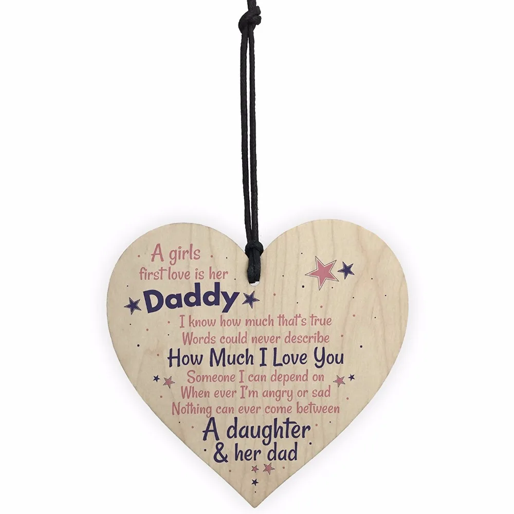 Meijiafei First Love Daddy Fathers Day Dad Sign For Him From Daughter Hanging Wood Heart | Дом и сад