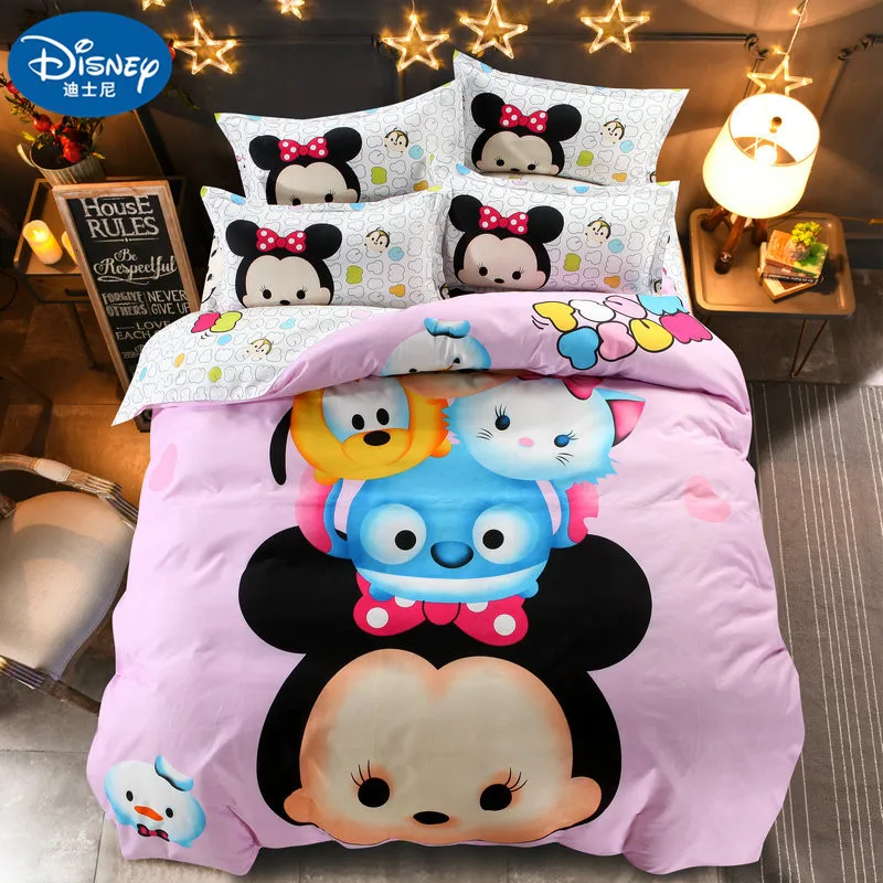 

Disney Children Mickey Minnie Mouse Bedding Set Soft Cartoon Quilt Cover Pillow case Duvet cover Bed Sheet Bed Linen girl boy