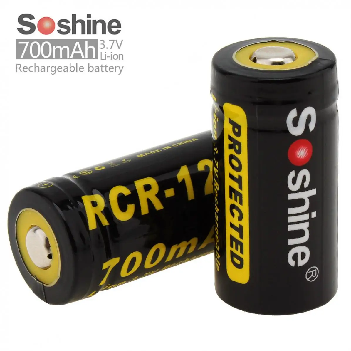 2 шт. литий ионный аккумулятор Soshine 3 7 В RCR123 16340 700 мА · ч Защищенный Литий + чехол для