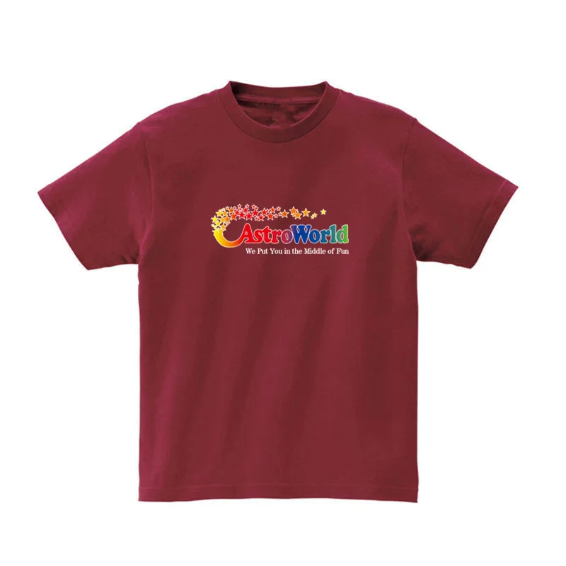 30 maroon FIZLA Travis Scotts ASTROWORLD футболки с принтом для мужчин/женщин, повседневная крутая Мужская футболка с круглым вырезом, летняя футболка с коротким рукавом, одежда в стиле хип-хоп - Цвет: 30 maroon
