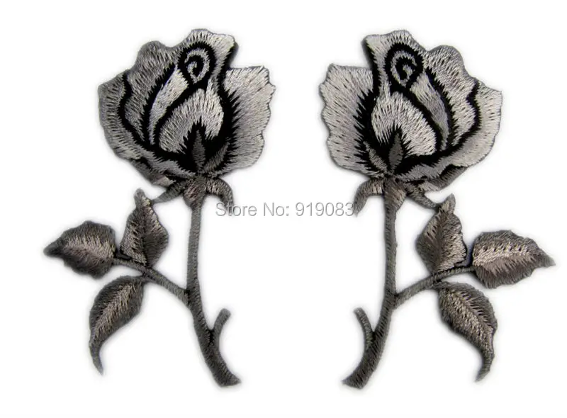 Серый и черный Готическая роза пара вышивка патч тату День Святого Валентина