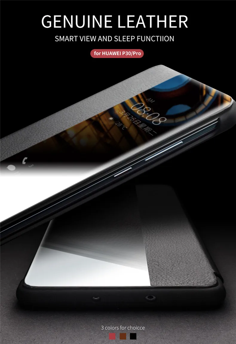 QIALINO Роскошные Натуральная кожа флип чехол телефона для huawei P30 ручной работы чехол с окошком для huawei P30 Pro 6,47 дюйма