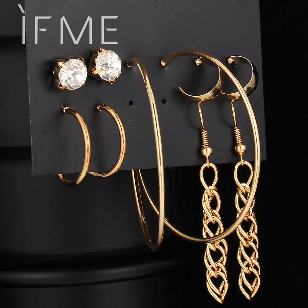 Женские серьги гвоздики из сплава IF ME Fashion 5 пар/компл. золотого цвета с