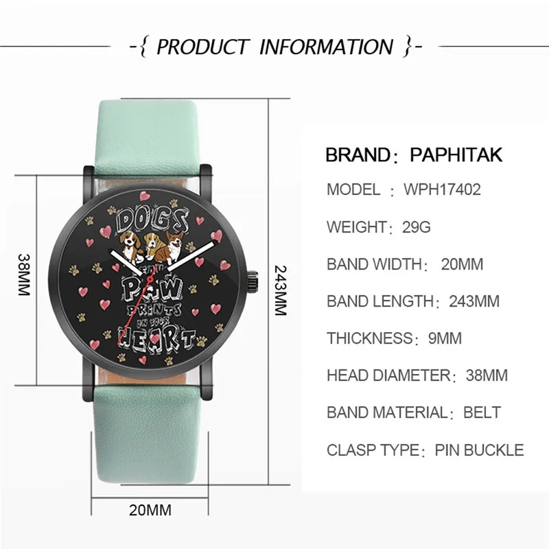 Horloge Dames WOK18302 модные часы с милым рисунком собаки, женские часы в свежем Стиле, популярные женские часы, Relogio Feminino@ 50