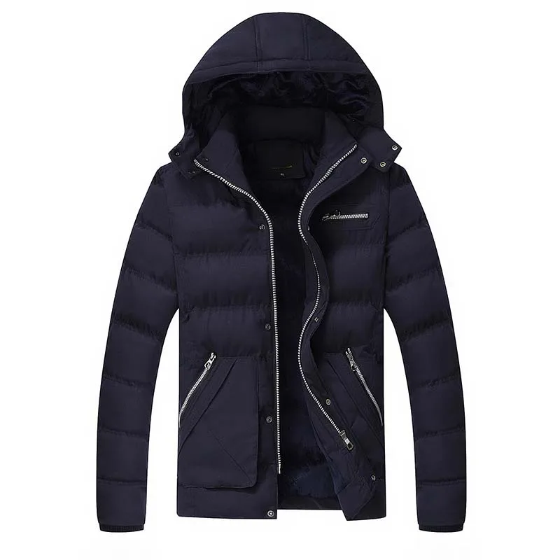 Men's Jacket Fashion Brand Thickened Coat Waterproof Hat Detachable Winter Warm Jacket Plus Size Mens Winter Coat