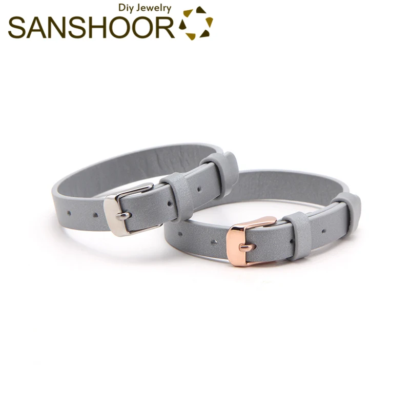 SANSHOOR одиночный браслет из натуральной кожи для женщин 21 см длина подходит DIY Хранитель слайд талисманы коллекция браслет, ремни 2 шт