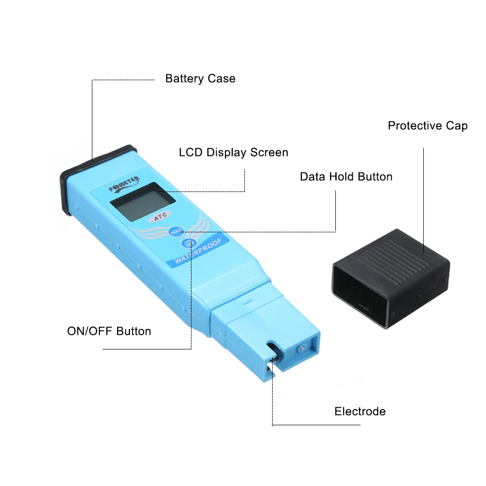 PH-метр цифровой ЖК-Измеритель Качества Воды портативный водонепроницаемый
