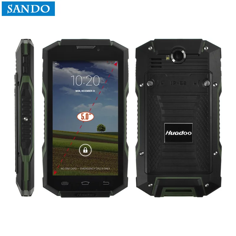 3 доказательство Huadoo V4 MTK6582 4 ядра гориллы Стекло IP68 прочный Водонепроницаемый