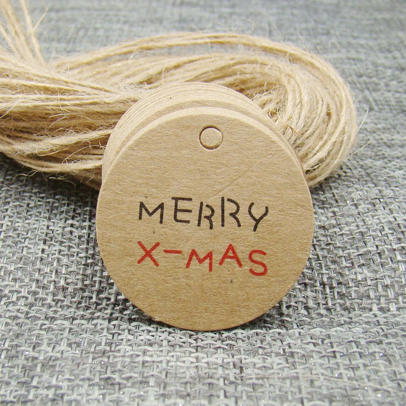 3*3 см Крафт цветная круглая форма Счастливого Рождества бумажная бирка для
