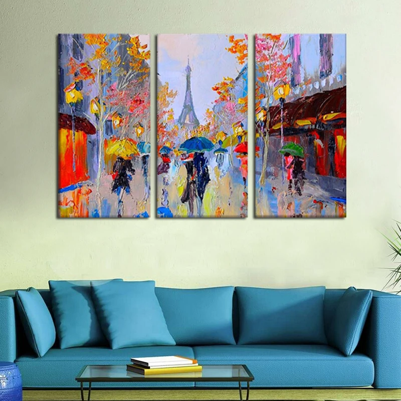 3 шт./лот Романтический Париж Ручная роспись Современная Абстрактная масляная