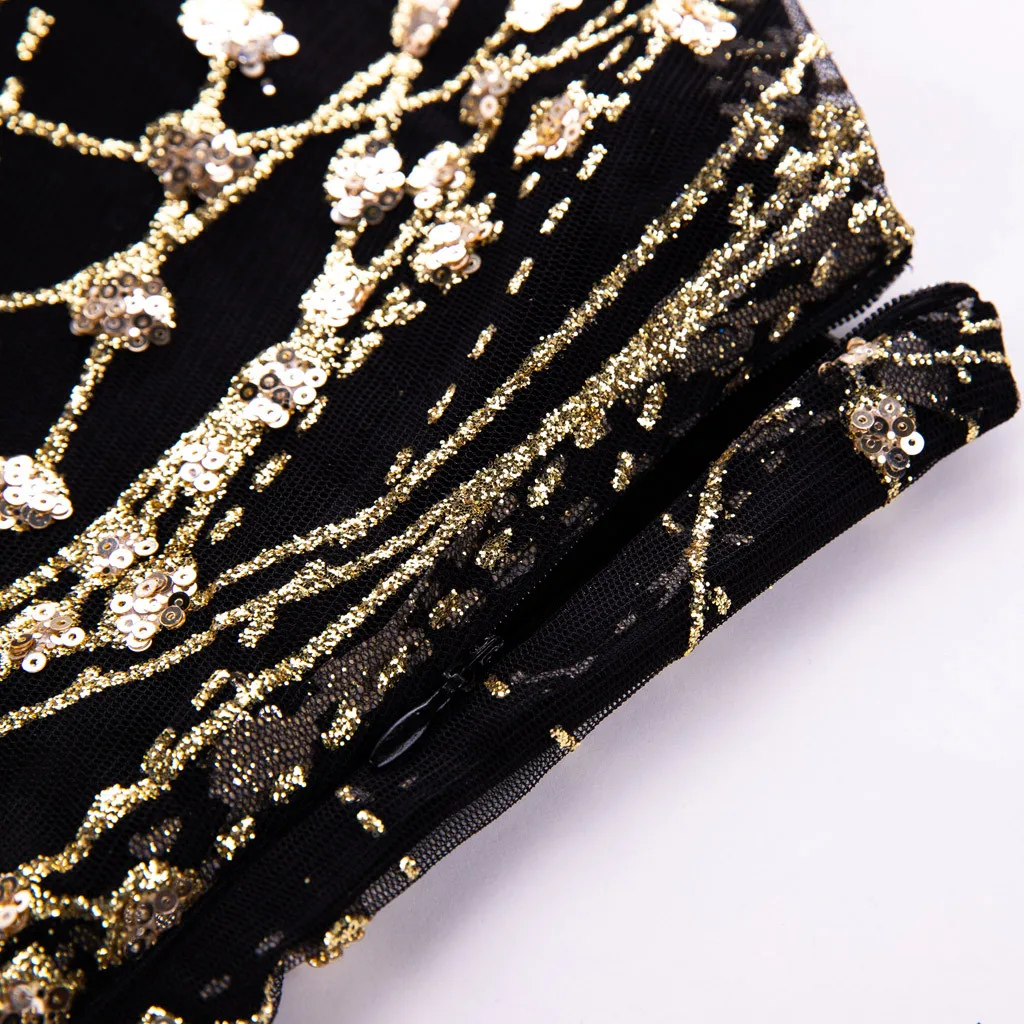 Бесплатная страусиное женское платье с оборками расшитое блестками черное v