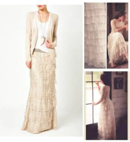 2017 новая женская кружевная многослойная длинная юбка эластичная Цветочная