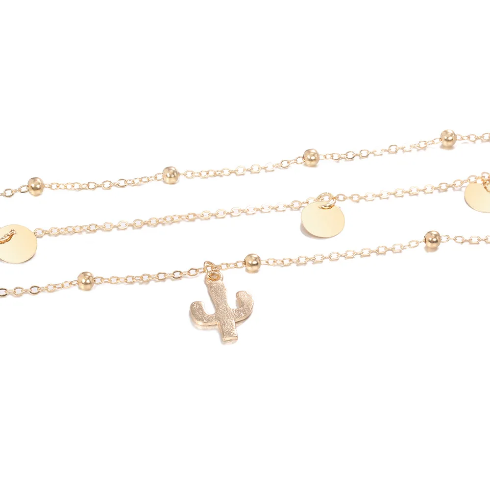 3 шт./компл. женское ожерелье в богемном стиле с рисунком кактуса круглые бусины