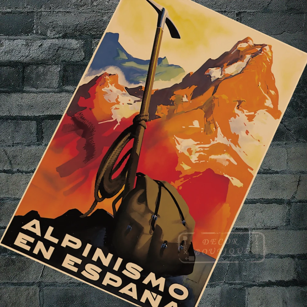 Испанские туристические плакаты Alpinismo en Espana классические наклейки на стену холст