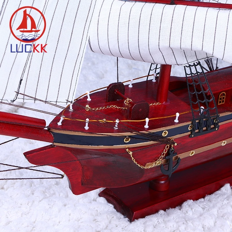 LUCKK 80 см красные деревянные модели DIY корабль парусник с якорем Nordica домашнее