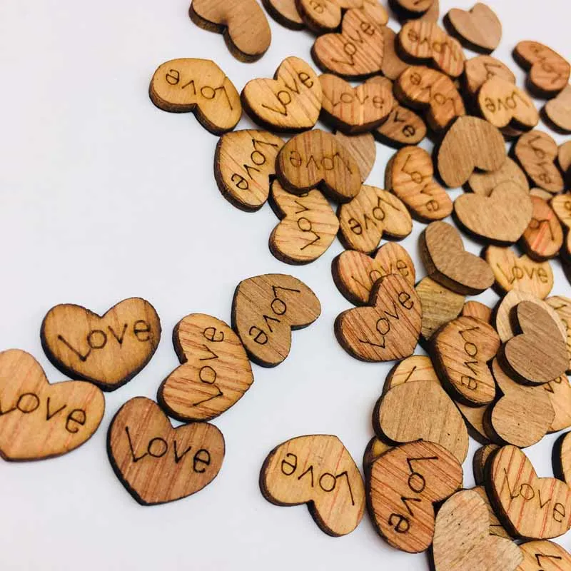 100 шт любовь сердце деревянные конфетти деревенские ломтики поделки DIY Конфетти