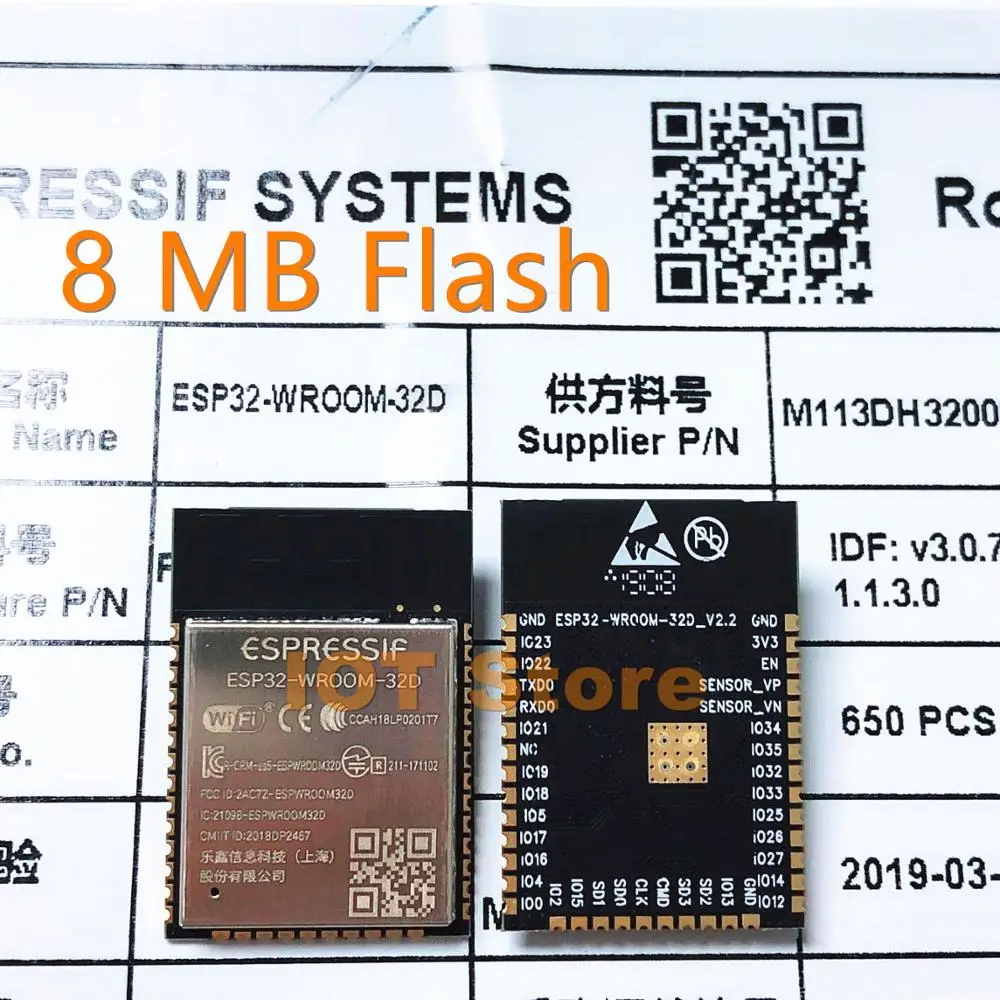 ESP32-WROOM-32D 8 Мб флеш-памяти Wi-Fi + BT BLE ESP32 модуль Espressif оригинальный лучше RF perfermance |